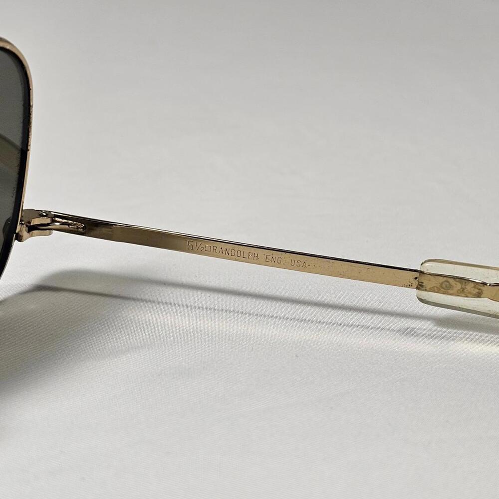 Vintage Randolph Engineering RE Metal Aviator Gold Italy Sunglasses 5 1/2 USA - Picture 7 of 13